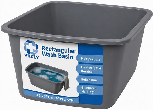 Plastic Wash Basin, 7 Qt, Rectangular Graduated 1 Pack | Hospital bedside soaking tub, Portable washbasin, Washing & cleaning, Foot bath, Face cleansing, Dish washing, Laundry