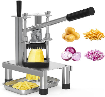 Commercial French Fry Cutter with Stainless Steel 3/8" Blades, Heavy Duty Lemon Potato Cutter for French Fries with Extended Handle, Potato Slicer for Home and Restaurant Use
