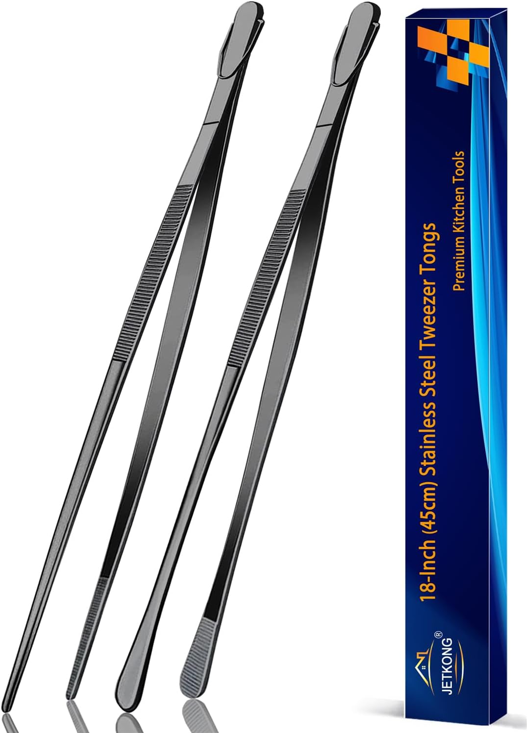 2 Pcs 12-Inch Kitchen Tweezers Fine Tweezer Tongs, Extra-Long Stainless Steel Cooking Tweezers (Silver)