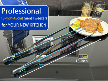 2 Pcs 12-Inch Kitchen Tweezers Fine Tweezer Tongs, Extra-Long Stainless Steel Cooking Tweezers (Silver)