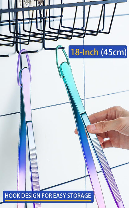 2 Pcs 12-Inch Kitchen Tweezers Fine Tweezer Tongs, Extra-Long Stainless Steel Cooking Tweezers (Silver)