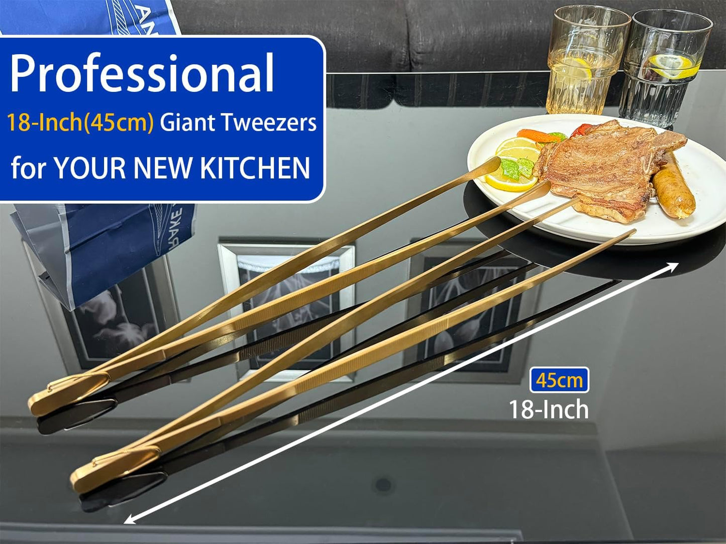 2 Pcs 12-Inch Kitchen Tweezers Fine Tweezer Tongs, Extra-Long Stainless Steel Cooking Tweezers (Silver)