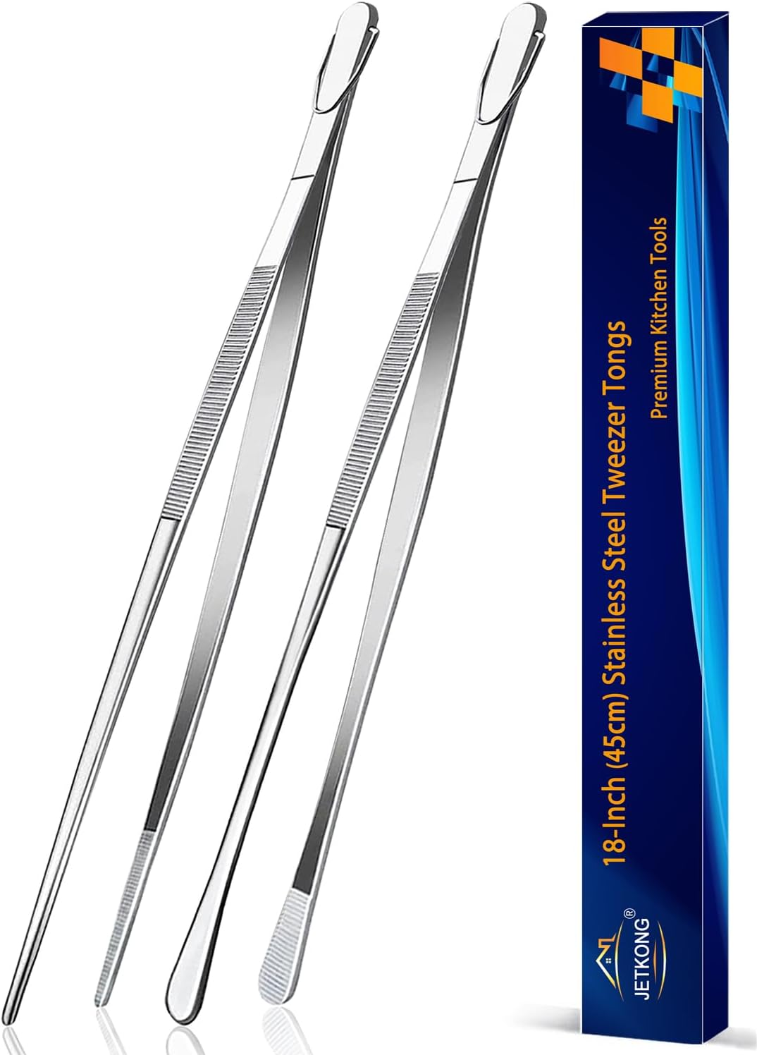 2 Pcs 12-Inch Kitchen Tweezers Fine Tweezer Tongs, Extra-Long Stainless Steel Cooking Tweezers (Silver)