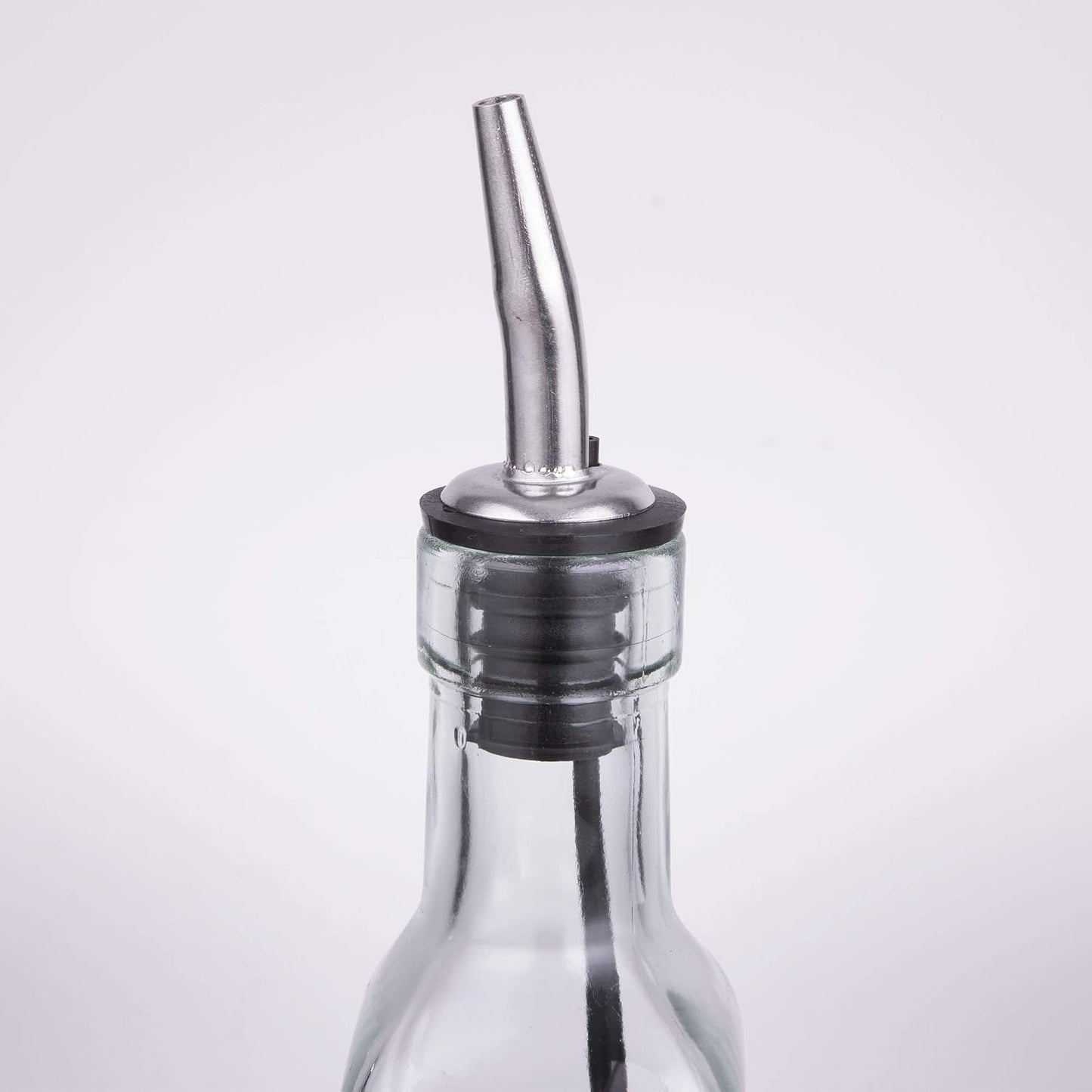 H9085 Glass Oil And Vinegar Cruet, Olive Oil Dispenser With Stainless Steel Spout, Slight Green Tint, 8.5 Ounce