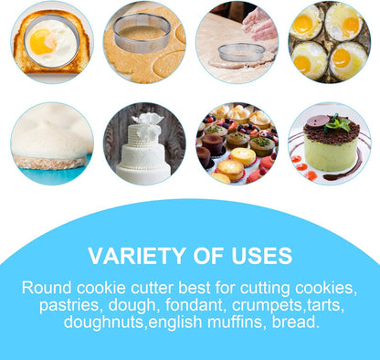 12 Pcs Donut Hole Cookie Biscuit Cutter Set for Baking, Graduated Doughnut Round Cookie Cutters, Metal Scone Circle Cookie Cutters for Frying, Biscuits Ring Molds for Cooking Cake(1-4.4 Inch)