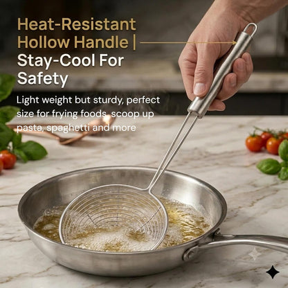 13.7-inch Spider Strainer Skimmer Stainless Steel Pasta Strainer Spoon for Cooking and Frying, Wire Skimmer Ladle Kitchen Utensils Fryer Scoop Spoon.