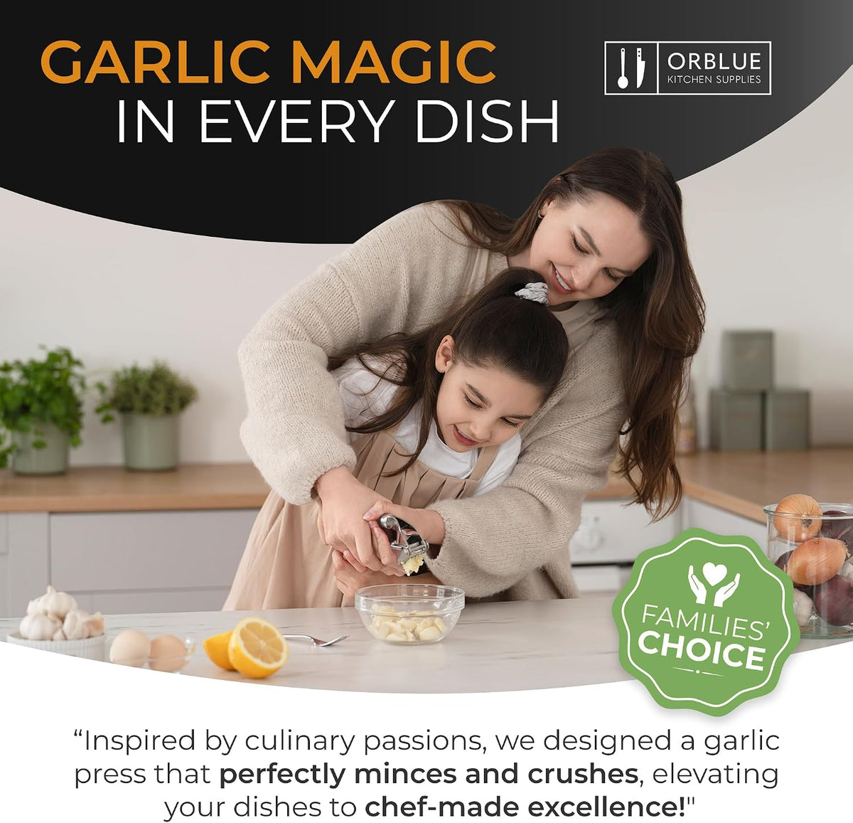 Garlic Press Stainless Steel - Premium Professional Grade Garlic Mincer, Crusher & Peeler Set - Easy Clean, Dishwasher Safe & Rust-proof