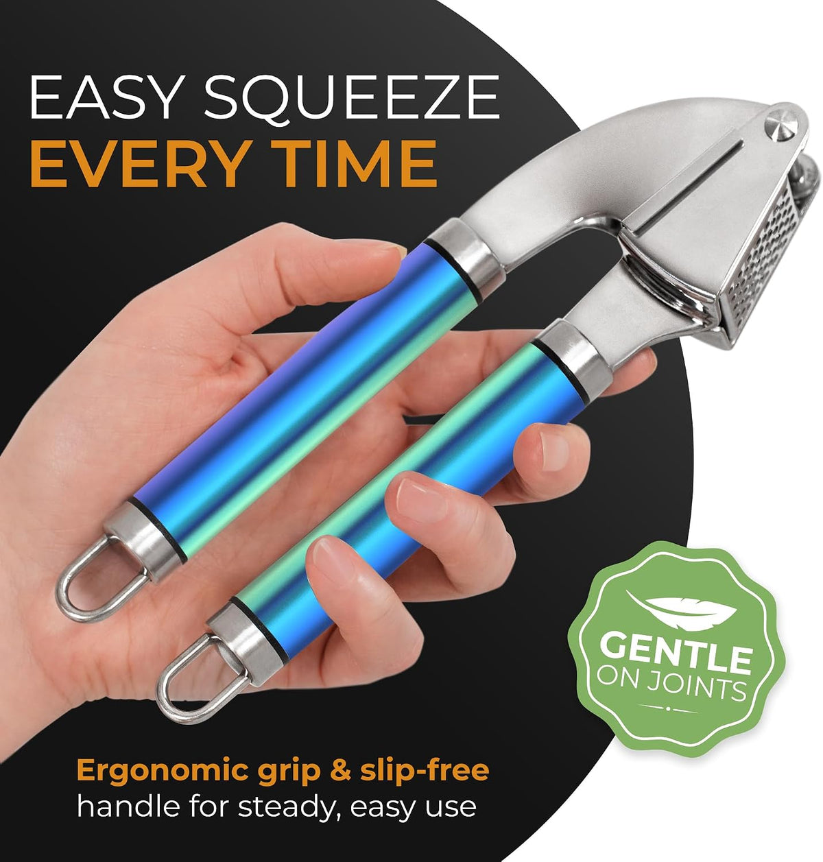 Garlic Press Stainless Steel - Premium Professional Grade Garlic Mincer, Crusher & Peeler Set - Easy Clean, Dishwasher Safe & Rust-proof