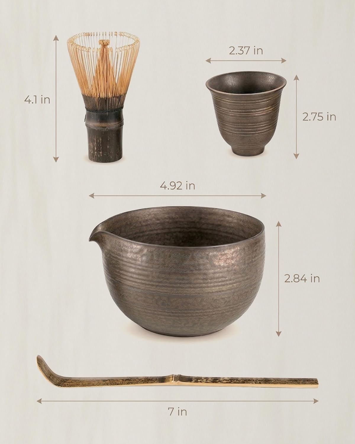 7-Piece Matcha Set，Matcha Bowl & 100-Prong Purple Bamboo Whisk | Gilded Artisan Finish, Bamboo Tea Mat Included, Creates Silky Creamy Foam, Japanese Tea Ceremony, Gift for Matcha Lovers
