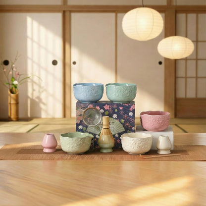Matcha Whisk Set, Ceramic Matcha Set, Matcha Kit Set Includes Matcha Bowl, Matcha Whisk and Holder, Bamboo Scoop and Sifter, Matcha Tea Set, Ideal Gift for Family/Friend (Pink)