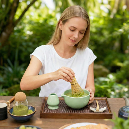 Matcha Whisk Set, Ceramic Matcha Set, Matcha Kit Set Includes Matcha Bowl, Matcha Whisk and Holder, Bamboo Scoop and Sifter, Matcha Tea Set, Ideal Gift for Family/Friend (Pink)