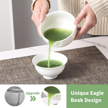 Matcha Whisk Set, Ceramic Matcha Set, Matcha Kit Set Includes Matcha Bowl, Matcha Whisk and Holder, Bamboo Scoop and Sifter, Matcha Tea Set, Ideal Gift for Family/Friend (Pink)
