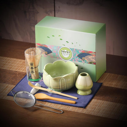 Matcha Whisk Set, Ceramic Matcha Set, Matcha Kit Set Includes Matcha Bowl, Matcha Whisk and Holder, Bamboo Scoop and Sifter, Matcha Tea Set, Ideal Gift for Family/Friend (Pink)