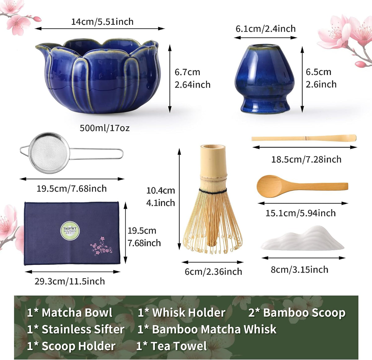 Matcha Whisk Set, Ceramic Matcha Set, Matcha Kit Set Includes Matcha Bowl, Matcha Whisk and Holder, Bamboo Scoop and Sifter, Matcha Tea Set, Ideal Gift for Family/Friend (Pink)