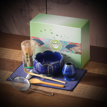Matcha Whisk Set, Ceramic Matcha Set, Matcha Kit Set Includes Matcha Bowl, Matcha Whisk and Holder, Bamboo Scoop and Sifter, Matcha Tea Set, Ideal Gift for Family/Friend (Pink)