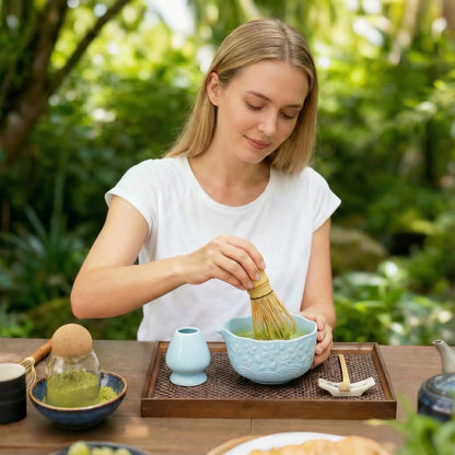 Matcha Whisk Set, Ceramic Matcha Set, Matcha Kit Set Includes Matcha Bowl, Matcha Whisk and Holder, Bamboo Scoop and Sifter, Matcha Tea Set, Ideal Gift for Family/Friend (Pink)