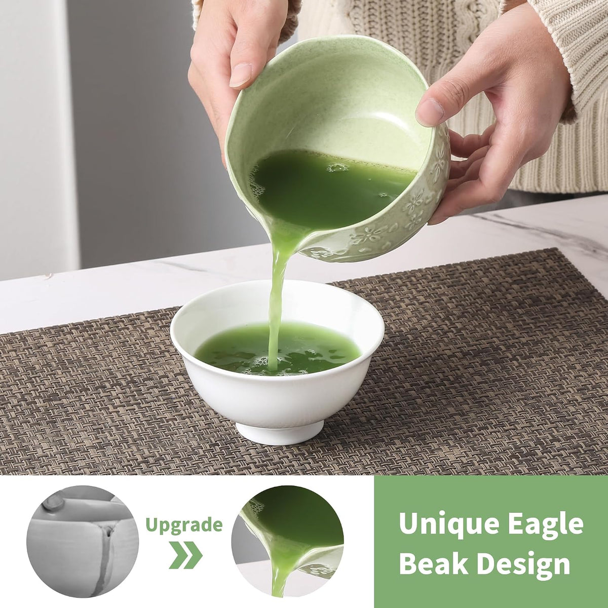 Matcha Whisk Set, Ceramic Matcha Set, Matcha Kit Set Includes Matcha Bowl, Matcha Whisk and Holder, Bamboo Scoop and Sifter, Matcha Tea Set, Ideal Gift for Family/Friend (Pink)