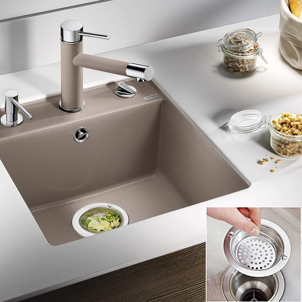 2 Pack Upgrade Kitchen Sink Strainer with Handle, Premium Stainless Steel Sink Garbage Disposal Stopper Mesh Basket, Stainless Steel Kitchen Sink Basket Strainer, Wide Rim 4.33" Diameter Large