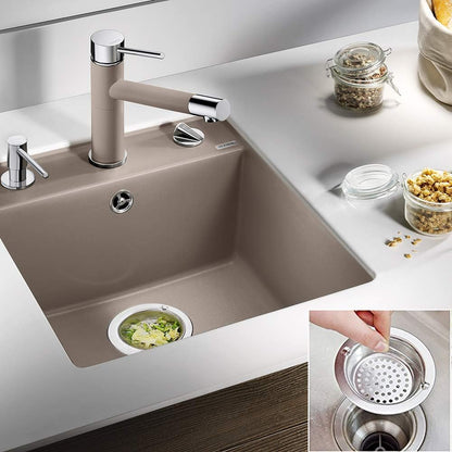 2 Pack Upgrade Kitchen Sink Strainer with Handle, Premium Stainless Steel Sink Garbage Disposal Stopper Mesh Basket, Stainless Steel Kitchen Sink Basket Strainer, Wide Rim 4.33" Diameter Large