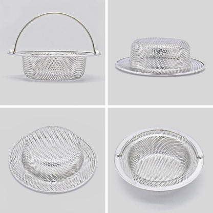2 Pack Upgrade Kitchen Sink Strainer with Handle, Premium Stainless Steel Sink Garbage Disposal Stopper Mesh Basket, Stainless Steel Kitchen Sink Basket Strainer, Wide Rim 4.33" Diameter Large