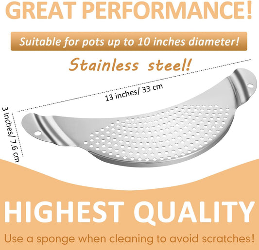 2 Pieces Pot Strainer with Handle for Pan,Fits Up to 10 in | Stainless Steel,Recessed Hand Grips, Clip-On Pan Edge, Pasta Strainer,Suitable for Kitchen