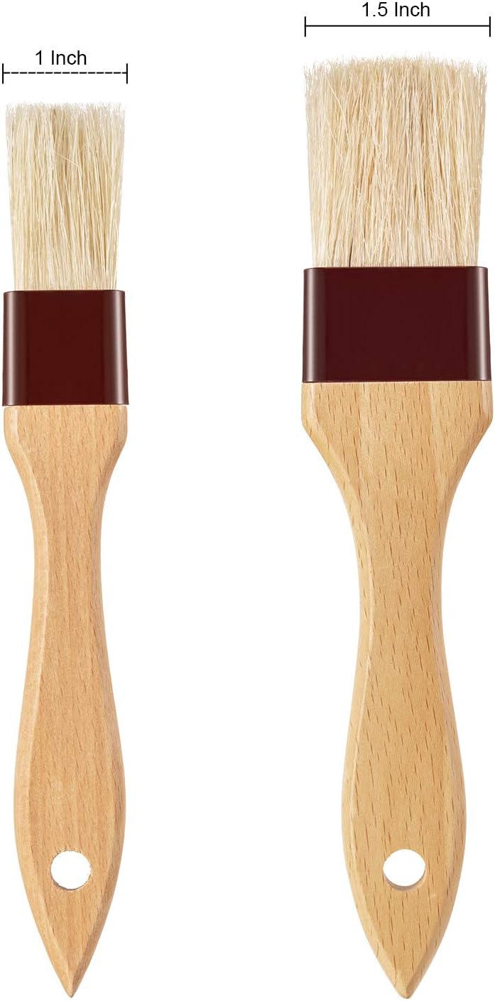 4 Pcs Pastry Brush, Natural Bristle Basting Brush for Cooking and Baking, BBQ Brushes for Butter, Baster, Oil, Egg, Sauce, Turkey, Grilling, Marinade and Kitchen Food(1 Inch, 1 1/2 Inch)