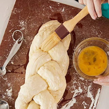 4 Pcs Pastry Brush, Natural Bristle Basting Brush for Cooking and Baking, BBQ Brushes for Butter, Baster, Oil, Egg, Sauce, Turkey, Grilling, Marinade and Kitchen Food(1 Inch, 1 1/2 Inch)