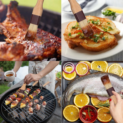 4 Pcs Pastry Brush, Natural Bristle Basting Brush for Cooking and Baking, BBQ Brushes for Butter, Baster, Oil, Egg, Sauce, Turkey, Grilling, Marinade and Kitchen Food(1 Inch, 1 1/2 Inch)
