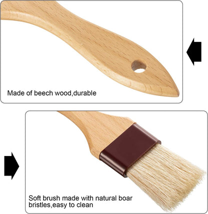 4 Pcs Pastry Brush, Natural Bristle Basting Brush for Cooking and Baking, BBQ Brushes for Butter, Baster, Oil, Egg, Sauce, Turkey, Grilling, Marinade and Kitchen Food(1 Inch, 1 1/2 Inch)