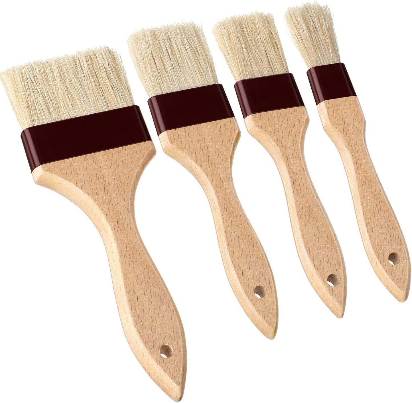 4 Pcs Pastry Brush, Natural Bristle Basting Brush for Cooking and Baking, BBQ Brushes for Butter, Baster, Oil, Egg, Sauce, Turkey, Grilling, Marinade and Kitchen Food(1 Inch, 1 1/2 Inch)