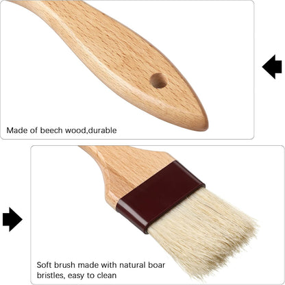 4 Pcs Pastry Brush, Natural Bristle Basting Brush for Cooking and Baking, BBQ Brushes for Butter, Baster, Oil, Egg, Sauce, Turkey, Grilling, Marinade and Kitchen Food(1 Inch, 1 1/2 Inch)