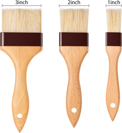 4 Pcs Pastry Brush, Natural Bristle Basting Brush for Cooking and Baking, BBQ Brushes for Butter, Baster, Oil, Egg, Sauce, Turkey, Grilling, Marinade and Kitchen Food(1 Inch, 1 1/2 Inch)