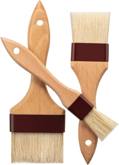 4 Pcs Pastry Brush, Natural Bristle Basting Brush for Cooking and Baking, BBQ Brushes for Butter, Baster, Oil, Egg, Sauce, Turkey, Grilling, Marinade and Kitchen Food(1 Inch, 1 1/2 Inch)