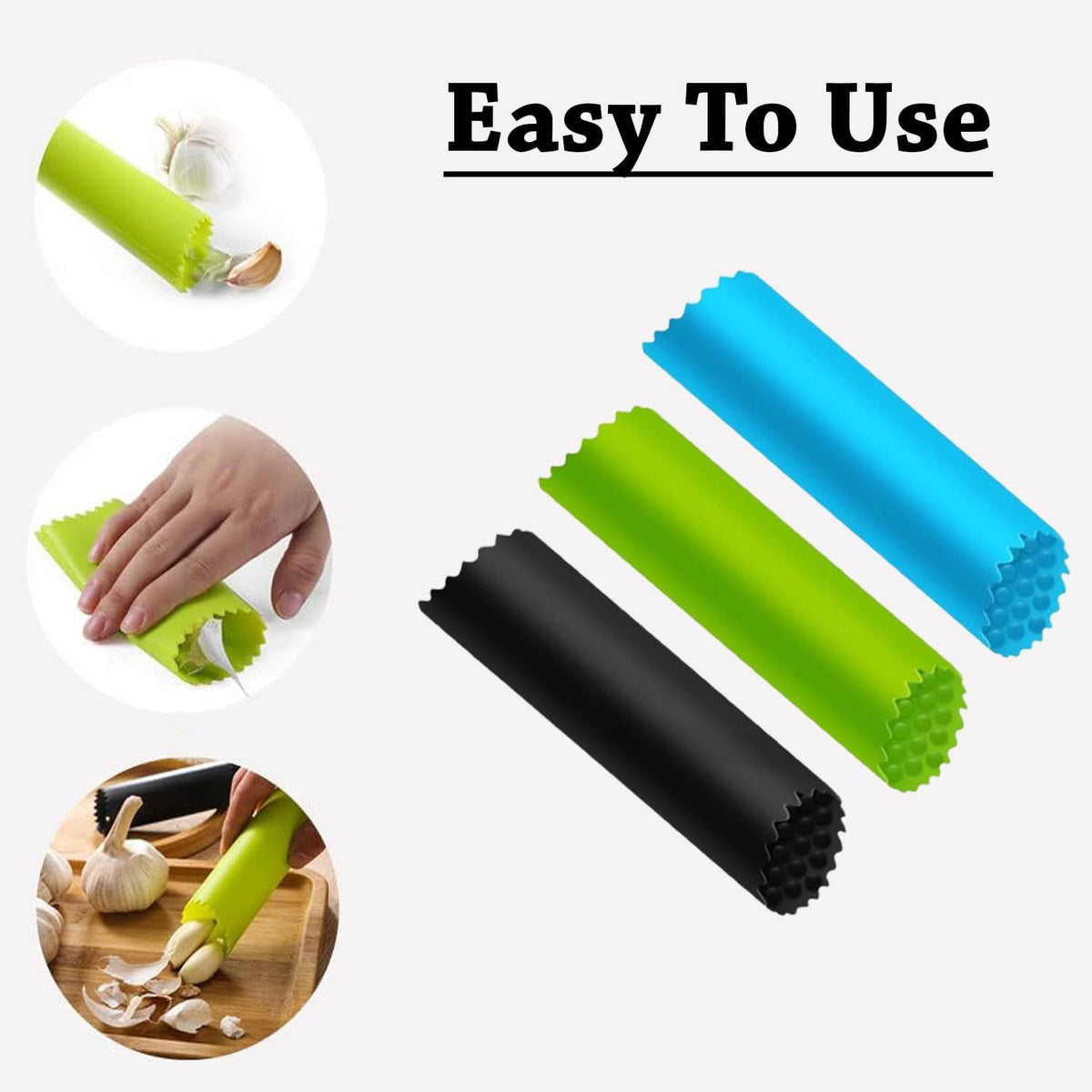 3Pcs Garlic Peeler Tube Silicone Garlic Cloves Skin Peeling Remover Tube For Kitchen Portable Garlic Peeler Roller