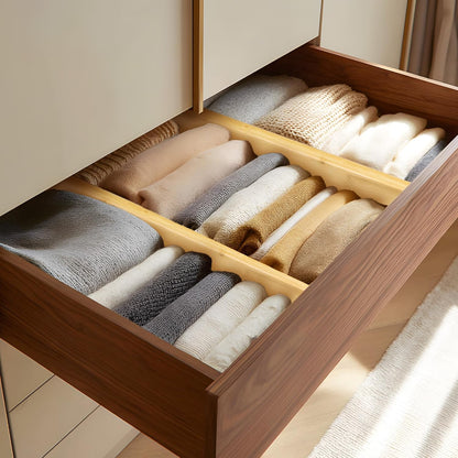 VaeFae 6-Pack Adjustable Bamboo Drawer Dividers, Expandable Drawer Organizer for Kitchen Utensils, Clothes, Bathroom, Office – Fits Drawer Interiors 16.6" to 21.8"