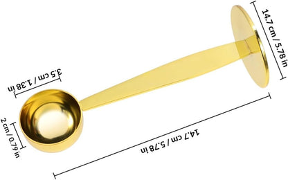 2-in-1 Gold Coffee Scoop Stainless Steel Tamper