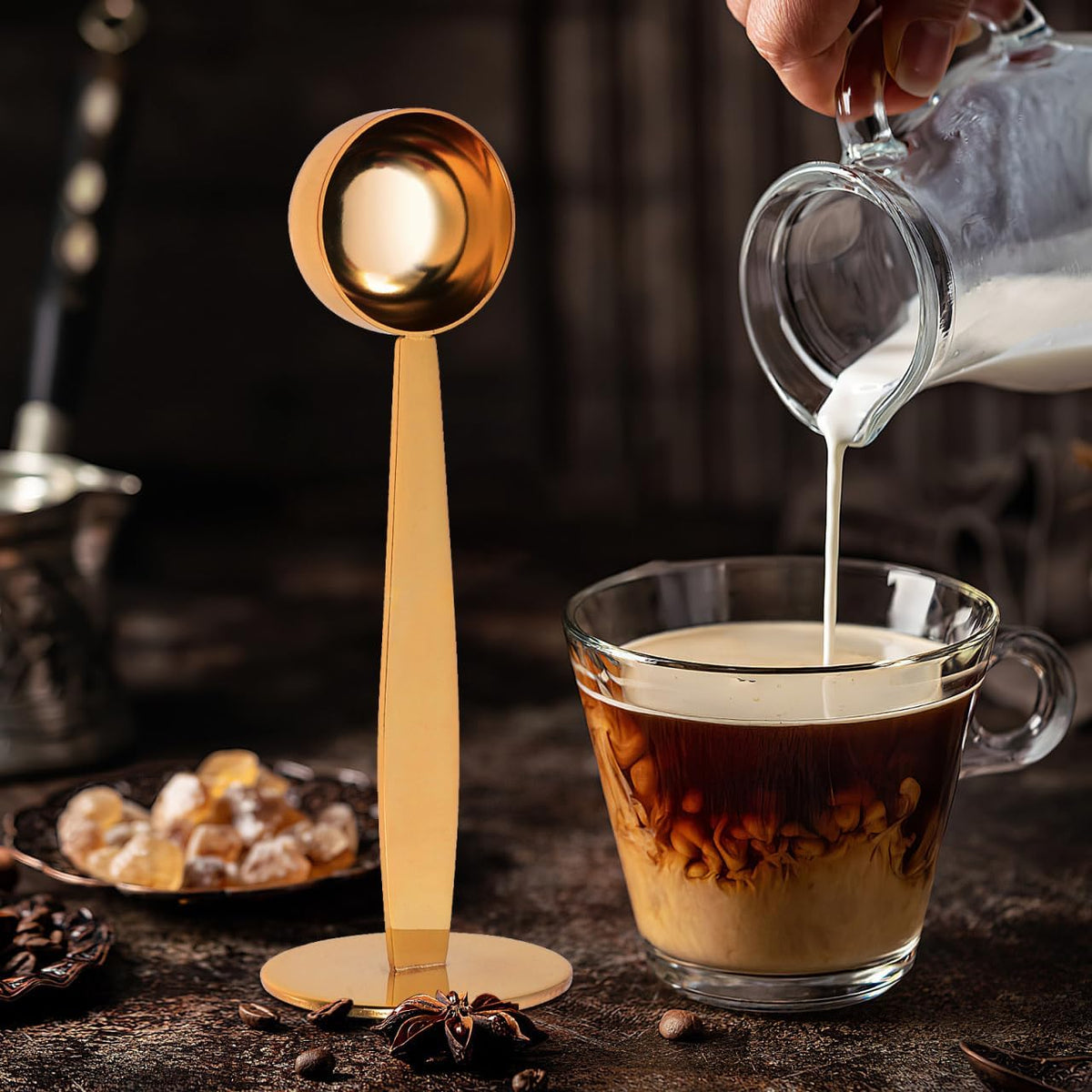 2-in-1 Gold Coffee Scoop Stainless Steel Tamper