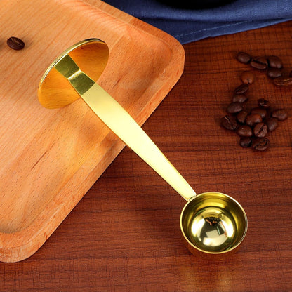 2-in-1 Gold Coffee Scoop Stainless Steel Tamper