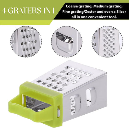 Mini Cheese Grater 3Pcs Box Grater with Handle, Blue/green/pink