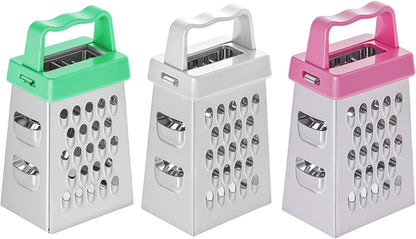 Mini Cheese Grater 3Pcs Box Grater with Handle, Blue/green/pink