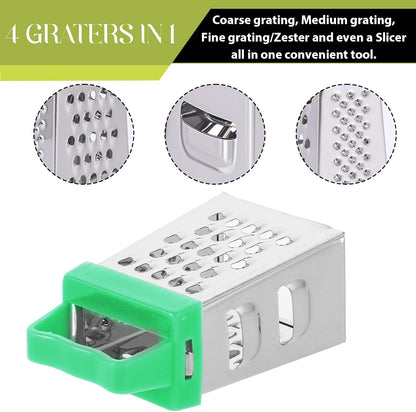 Mini Cheese Grater 3Pcs Box Grater with Handle, Blue/green/pink