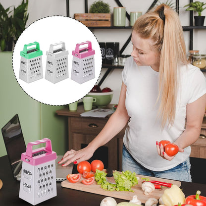 Mini Cheese Grater 3Pcs Box Grater with Handle, Blue/green/pink