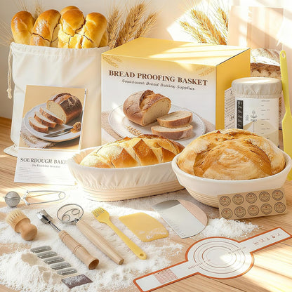 Sourdough Starter Kit, Banneton Bread Proofing Baskets Set