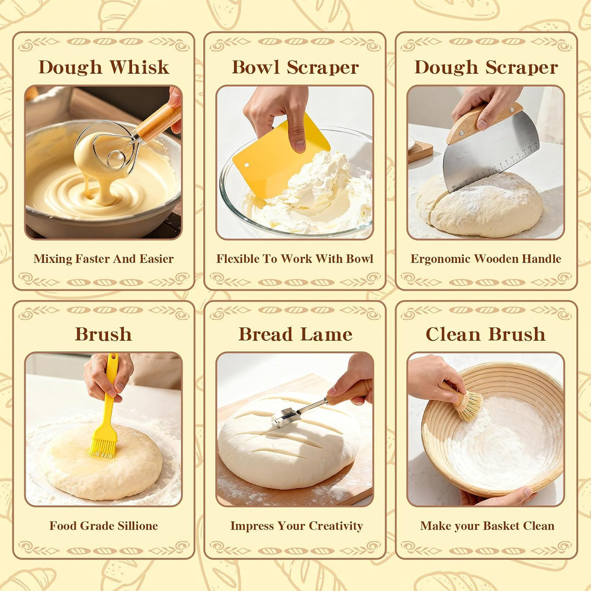 Sourdough Starter Kit, Banneton Bread Proofing Baskets Set