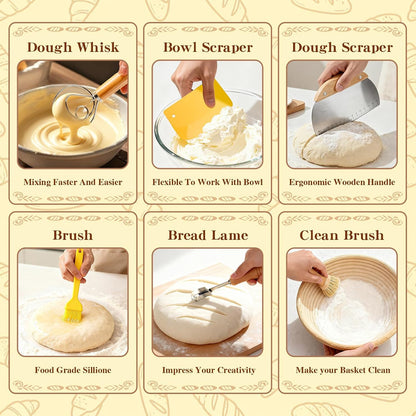Sourdough Starter Kit, Banneton Bread Proofing Baskets Set