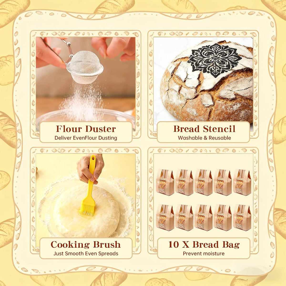 Sourdough Starter Kit, Banneton Bread Proofing Baskets Set