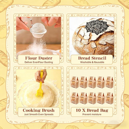 Sourdough Starter Kit, Banneton Bread Proofing Baskets Set