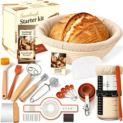 Sourdough Starter Kit, Banneton Bread Proofing Baskets Set