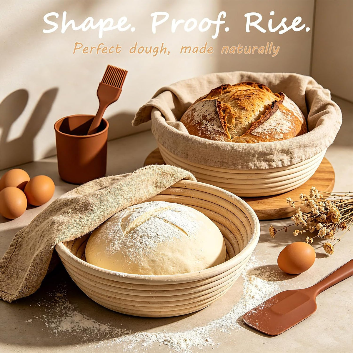 Sourdough Starter Kit, Banneton Bread Proofing Baskets Set