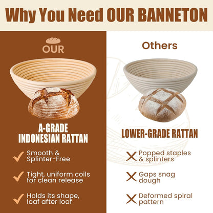 Sourdough Starter Kit, Banneton Bread Proofing Baskets Set